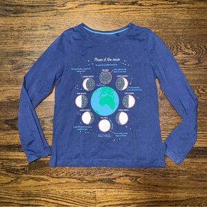 Mini Boden Blue Phases of the Moon Long Sleeved Tee size 9/10